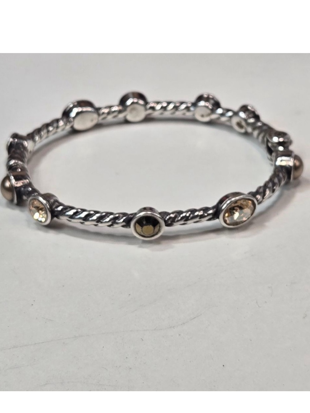Brighton Bracelet Monte Carlo Hinged Bangle Silvertone Golden
Crystals Women's